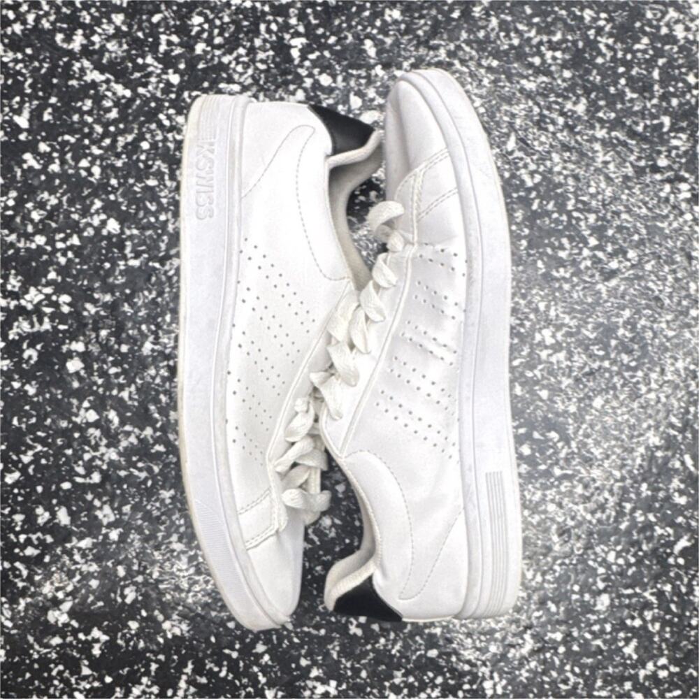 K-Swiss White Black Men's Athletic Sneakers Lace Up 05586-102 Low Top
